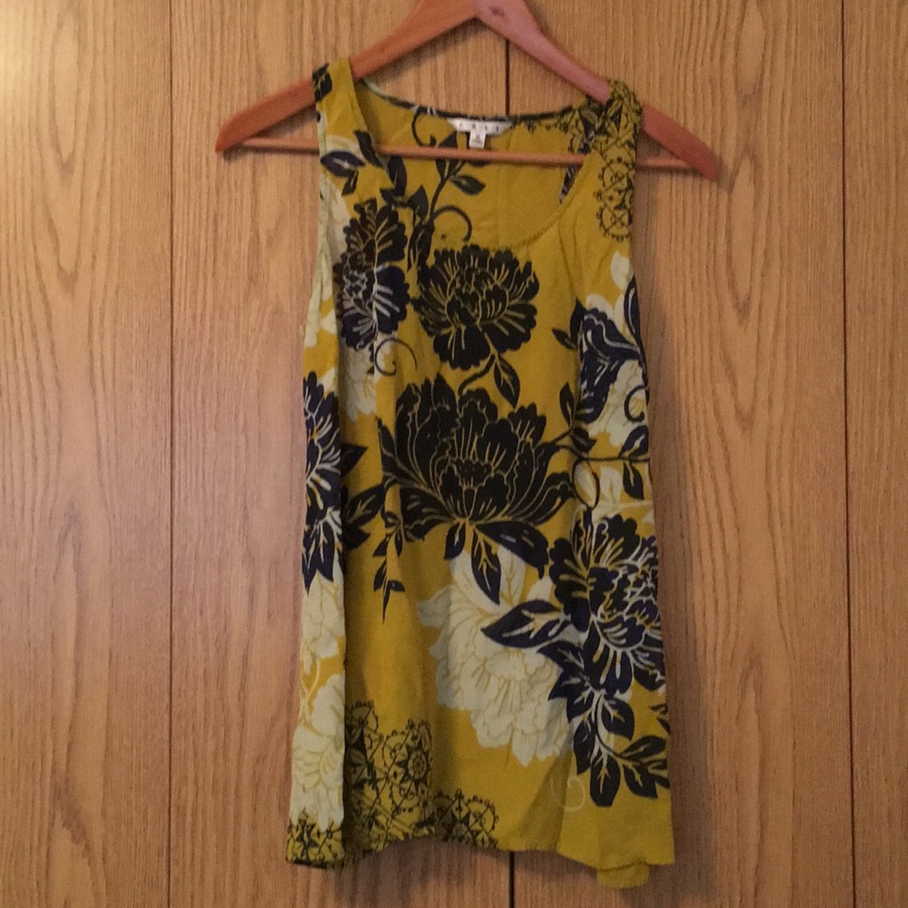 CAbi yellow floral racer back tank